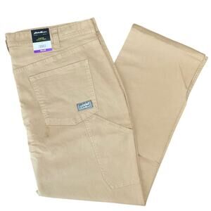 Eddie Bauer Men's Canvas Pants Stretch Tan Size 40 X 30 NWT